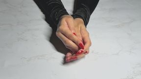ASMR Oil Play With Red Nails 2