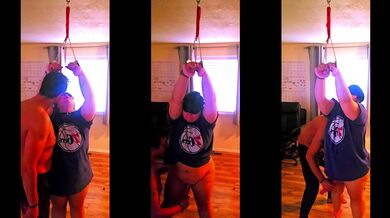 Handcuffed to my Ceiling, and getting toyed with!