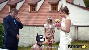 BRIDE4K  Blonde bride with natural tits enjoyed a good fuck on her kinky wedding