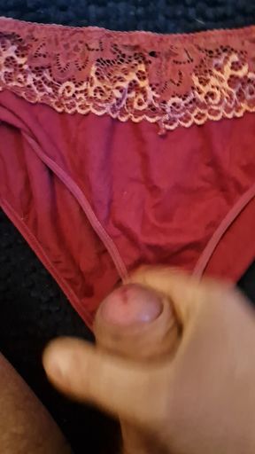Playing with my mother-in-law's red panties