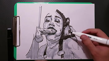 Erotic artist, how to draw a blowjob - from the sketch to the finished picture