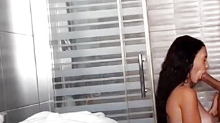 Sexiest Big Natural Boobs Slut Latina Fucking On The Shower With The Fitness Trainer