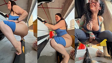 Dani Valentina + Bianca Bailee Pee In Public Garage
