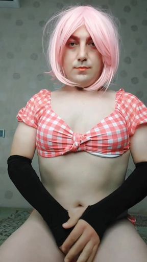 Femboy in Bikini Looks Slutty Pretty Attractive