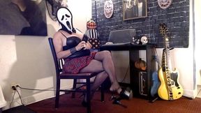 Halloween Ghostface Fishnet Legs Dangling High Heels