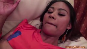 T-Girl jasmine wanks off and gets butt toyed