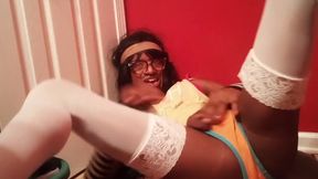 Black ebony shemale tease destroys innocent teen with thick cock