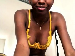 Amateur ebony Nela masturbates and screams