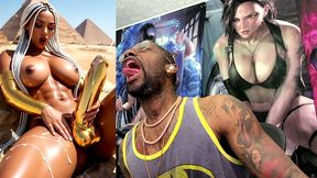 beautiful egyptian transgender with a hard gold girl cock cumming near the pyramids, ai generated
