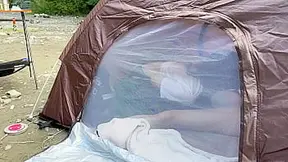 College Amateur's Secret Outdoor Blowie Wild Tent Fuck Session