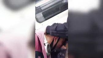 Twink cruising in the metro for two hung strangers