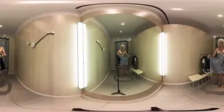Alice Dali in transparent clothes, big boobs visible in VR try-on haul
