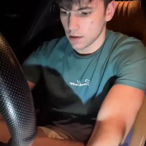 Twink Boy Jerks His Young Cock and Cums in the Car