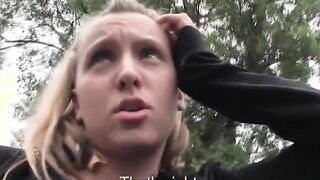 Natural blonde Czech cunt with mouth is picked up for outside sex