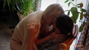 Busty blonde MILF rides and cuddles with her amateur lover