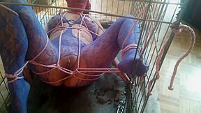 Caged Slave Girl Getting Hot Wax