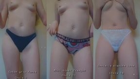 viens decouvrir dans un effeuillage tres sexy mes strings/tangas et petites ...