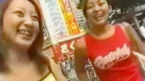 Happy Japanese Girl 18+ Swallows Semen on Busy City Street
