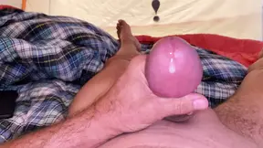 Masturbation Moment in Camping with Precum and Cum