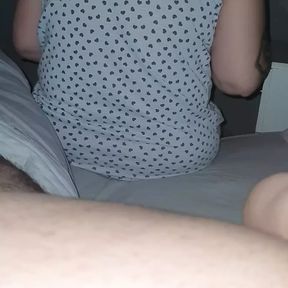 Step mom saw step son big erection and blowjob and swallow his cum