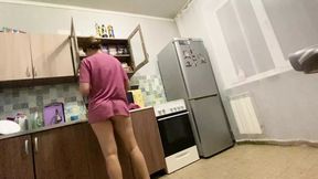 with talking, fucked a friend&#039;s wife in the kitchen while she was making him dinner.