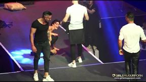 Small tits babe performing on stage with Mugur