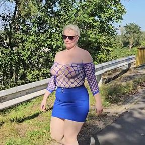 Showing off My Boobs on the Bridge