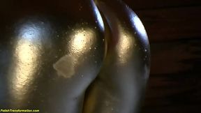 extreme hot gold metallic painted statue babe