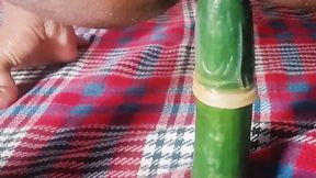 Only cucumber inside my anus with condom