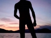Sunset Fun in Public Beach