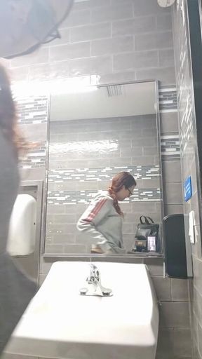 Redhead Public Bathroom Sink Destruction Peeee