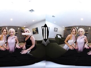 3 sizzling blondes, Allie Nicole, Emma Hix, & Kiara Cole, get their twats worked in advance of prom