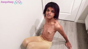 goth gymnast tgirl plays with dick after ban from olympics x pantyhose try-on & gymnastics skills