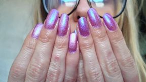 Shiny Violet Glitter Nails & Hands (mkv)