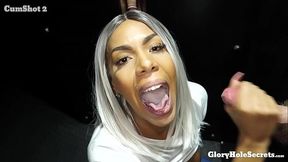 Hot ebony gloryhole cum swallower