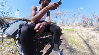 Nearly caught milking off at public park bench