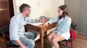 Amateur GF gets a massive A from her teacher in exchange for wild anal sex