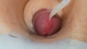 Camera deep inside tight pussy captures huge cum explosion