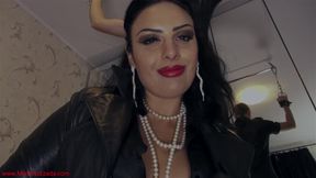Suck this cock for your leather Goddess!