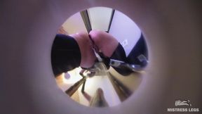 Goddess Pissing Into the Sink in Latex Thong and Black Stockings - You’re My Human Toilet Bowl POV