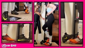 Soccer Cleats Cock Crush, Standing and Shoejob with cum I Lady Thaya x Miss Katherine