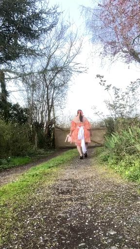 In babydoll outfit with an orange dress for a day