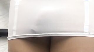 Big Cock Exposed by See-Through Miniskirt