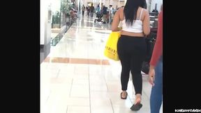 Phat Ebony Booty in Tight Black Spandex Bounces and Jiggles