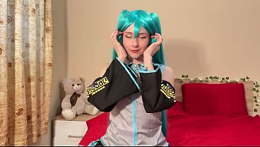 Miku Vocaloid Pixie Tease - Costume Flirt to Hot Dildo &amp_ Anal Ride