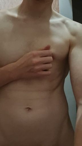 Athletic guy masturbates on camera