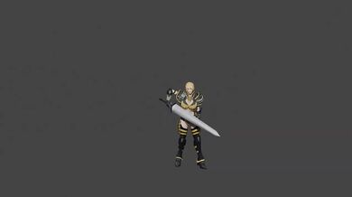 Woman warrior with a sword hip hop dancing