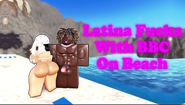 Latina baddie gets destroyed by a BBC on the beach in a Roblox game.