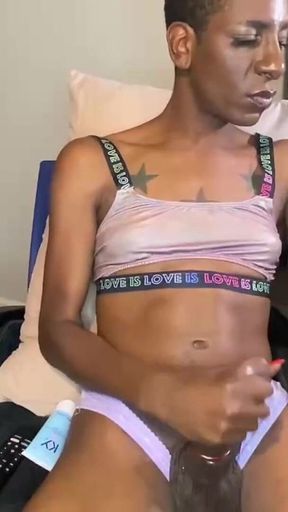 Transwoman Edges Her Uncut Dick and Shows Feet