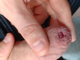 constricted foreskin big ramrod play- playing with my uncut foreskin phimosis knob